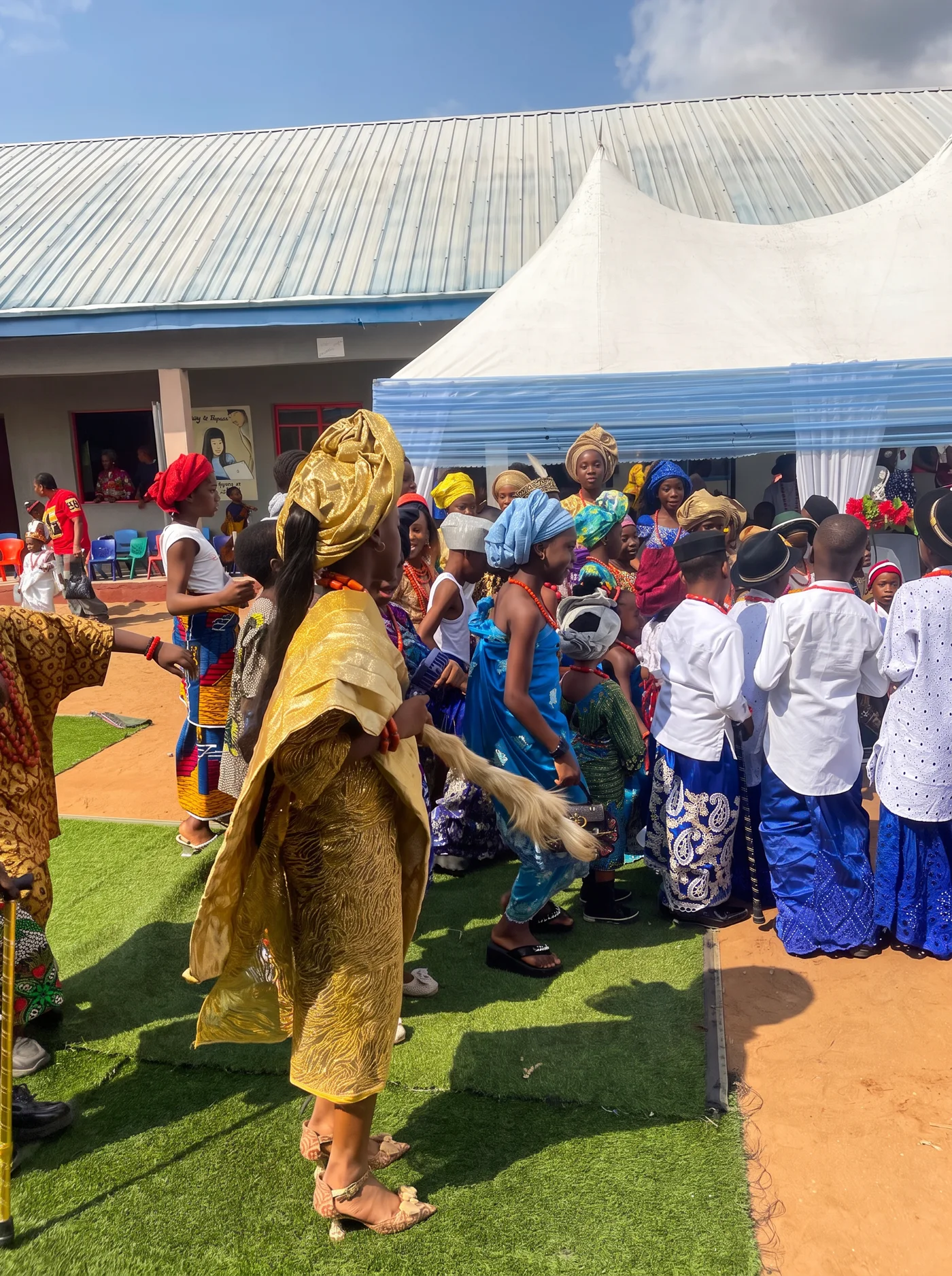 Students and families celebrating Nigerian culture